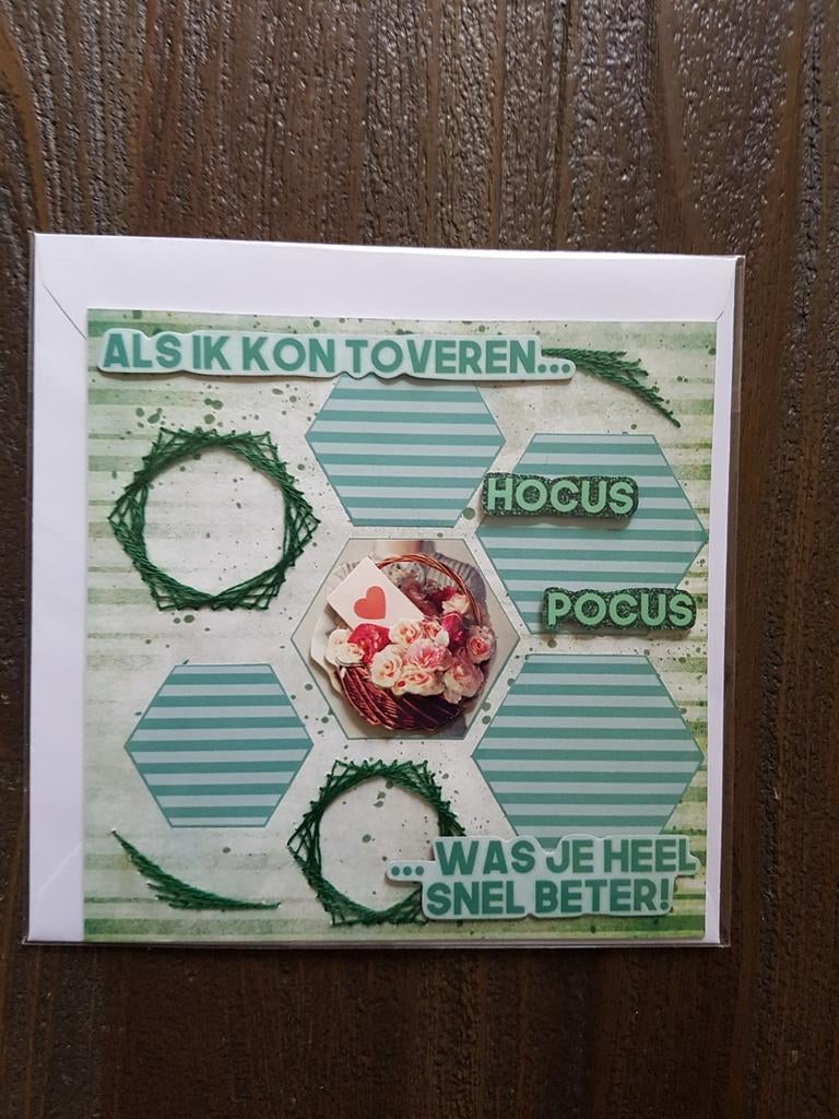 Kaartje beterschap mand met bloemen, Ophalen of Verzenden, Nieuw, Overige thema's