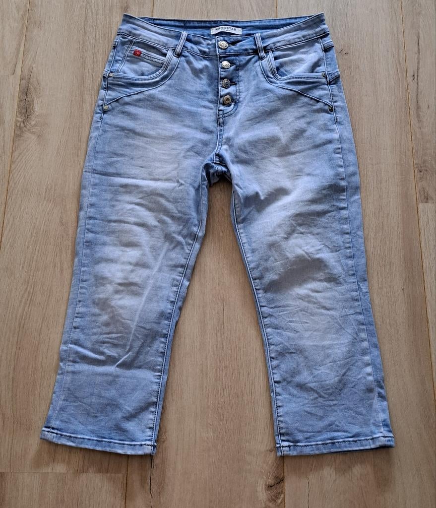 Karostar capri spijkerbroek maat M, Ophalen of Verzenden, Zo goed als nieuw, Blauw, W30 - W32 (confectie 38/40)