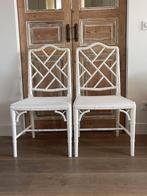 2 faux bamboo bamboe stoelen 70' Jonathan Adler Chippendale, Huis en Inrichting, Stoelen, Ophalen, Twee, Wit, Zo goed als nieuw