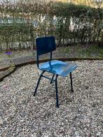 Vintage industriele schoolstoelen, Ophalen, Gebruikt, Blauw, Vier