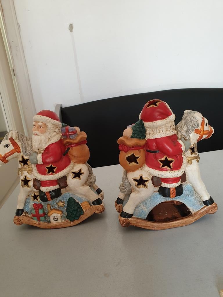 Kerst waxinelichtjes - Kerstman op paard, Overige materialen, Gebruikt, Ophalen of Verzenden, Bruin