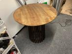 Bijzettafel massief mangohout 60h 70d, Ophalen, Rond, Nieuw, 55 tot 75 cm