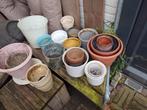 Diverse bloempotten - gebruikt, Tuin en Terras, Bloempotten, Ophalen, Kunststof, Gebruikt, Rond