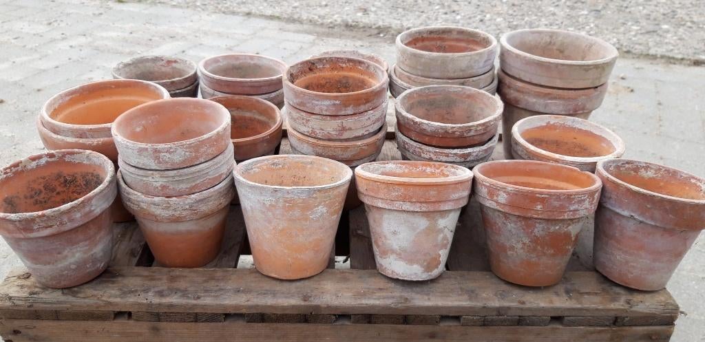 terracotta potten, Tuin en Terras, Bloempotten, Ophalen, Overige materialen, Gebruikt, Rond