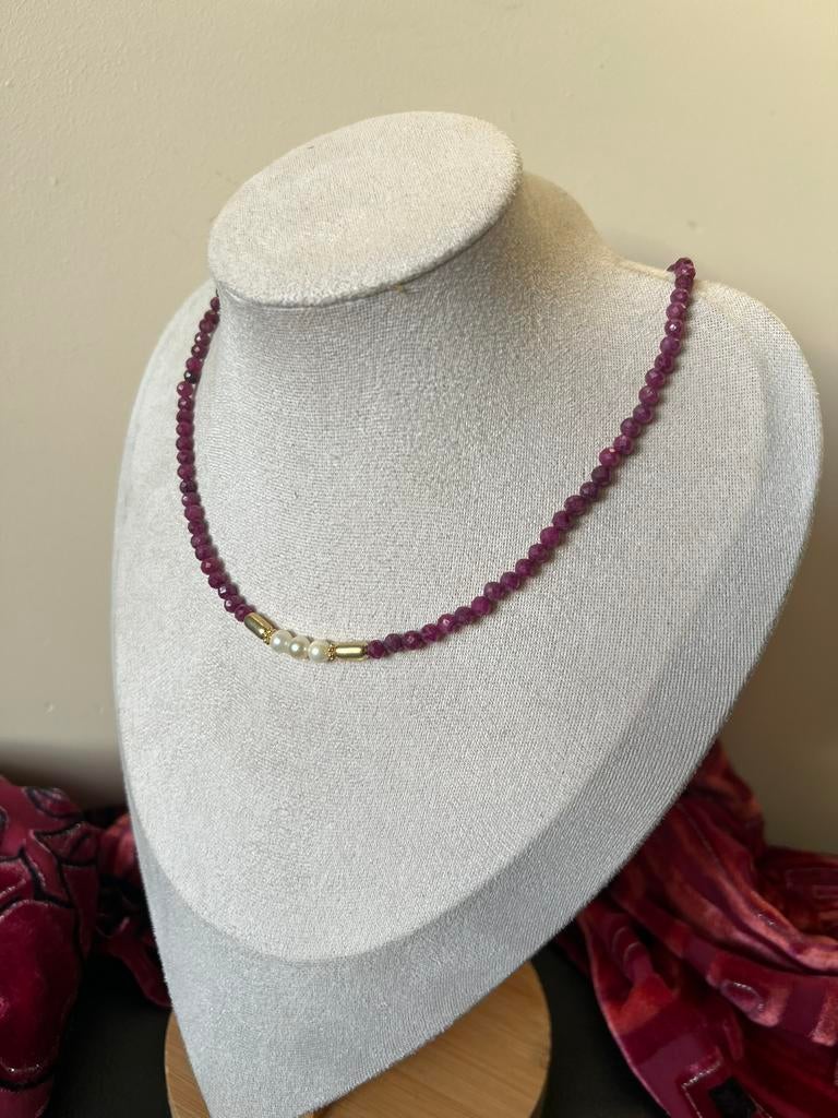 Robijn akoya zoutwater parel beschermt ultieme liefde uniek, Sieraden, Tassen en Uiterlijk, Kettingen, Nieuw, Ophalen of Verzenden