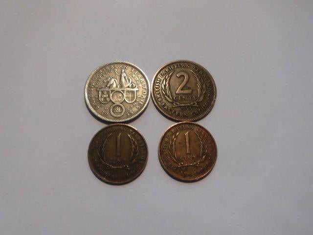 4 munten Brits Oostelijke Caraiben 50,2,1 cent 1955/1965, Ophalen of Verzenden, Midden-Oosten, Setje