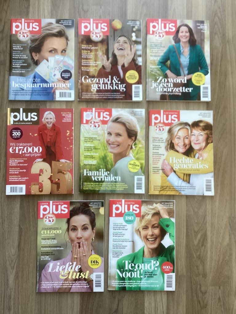 8 x Plus magazine nr. 1 t/m 9 van 2025, Ophalen of Verzenden, Zo goed als nieuw, Damesbladen