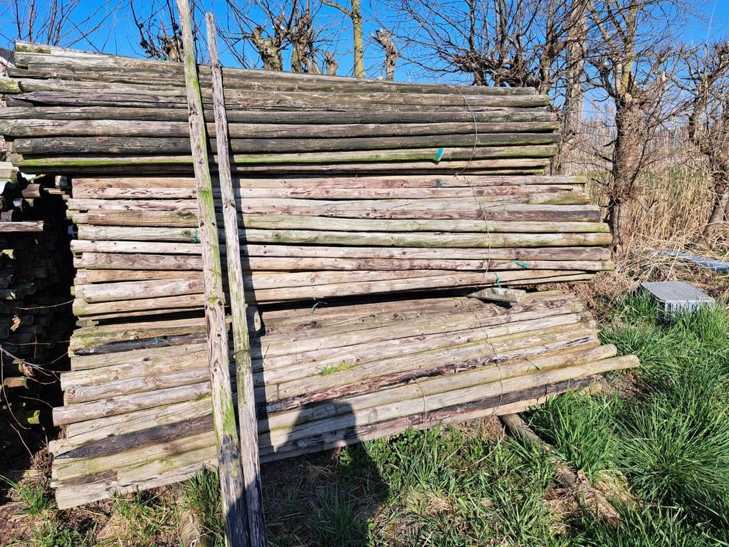 Gebruikte boompalen 2.50 lang - 6 a 7 cm breed, Ophalen, Gebruikt, 180 tot 250 cm, Palen