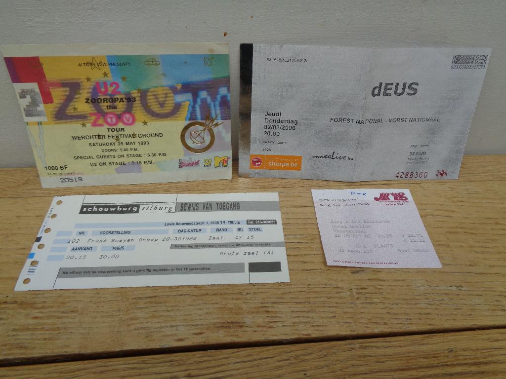 4 retro TICKETS: U2-dEus-Cuby & Blizzards-Frank Boeyen Groep, Eén persoon