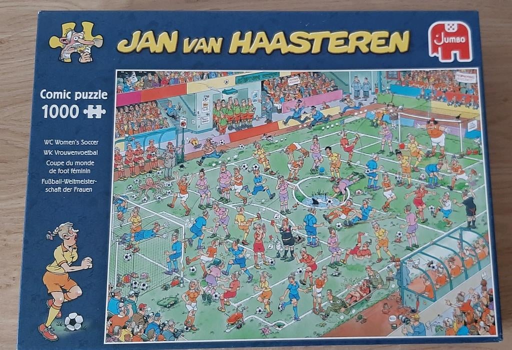 Jan van Haasteren puzzel 1000st WK vrouwen voetbal, Ophalen, 500 t/m 1500 stukjes, Gebruikt, Legpuzzel