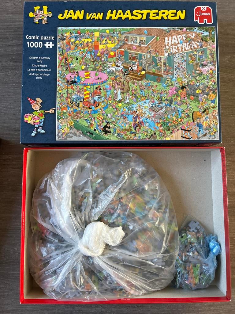 Jan van Haasteren Kinderfeestje 1000 stukjes, Hobby en Vrije tijd, Ophalen of Verzenden, 500 t/m 1500 stukjes, Gebruikt, Legpuzzel