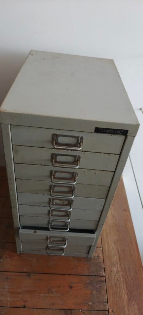 Originele Bisley Metalen Ladekast - Vintage Grijs, Huis en Inrichting, Kasten | Ladekasten, Gebruikt, Minder dan 100 cm, Minder dan 50 cm