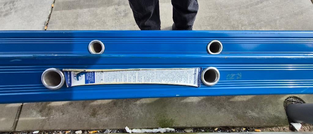 Reform ladder dubbel uitgebogen 2x14 sporten BLAUW, Ophalen, Gebruikt, Onbekend, Ladder
