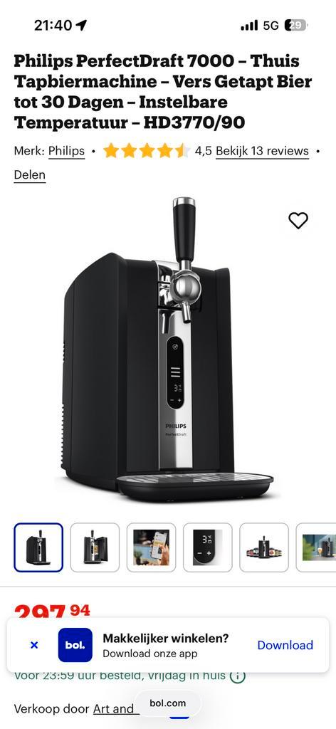 Perfect draft -Biertap phillips 7000 - thuistap, Witgoed en Apparatuur, Thuistaps, Zo goed als nieuw, Philips, Ophalen of Verzenden