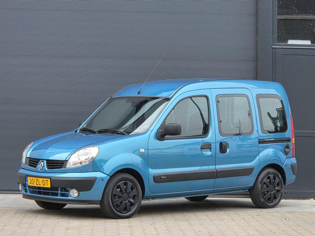 Renault Kangoo 1.6-16V Expr. Luxe automaat nwe apk '27, Auto's, Renault, Gebruikt, 1095 kg, Blauw, 49 €/maand