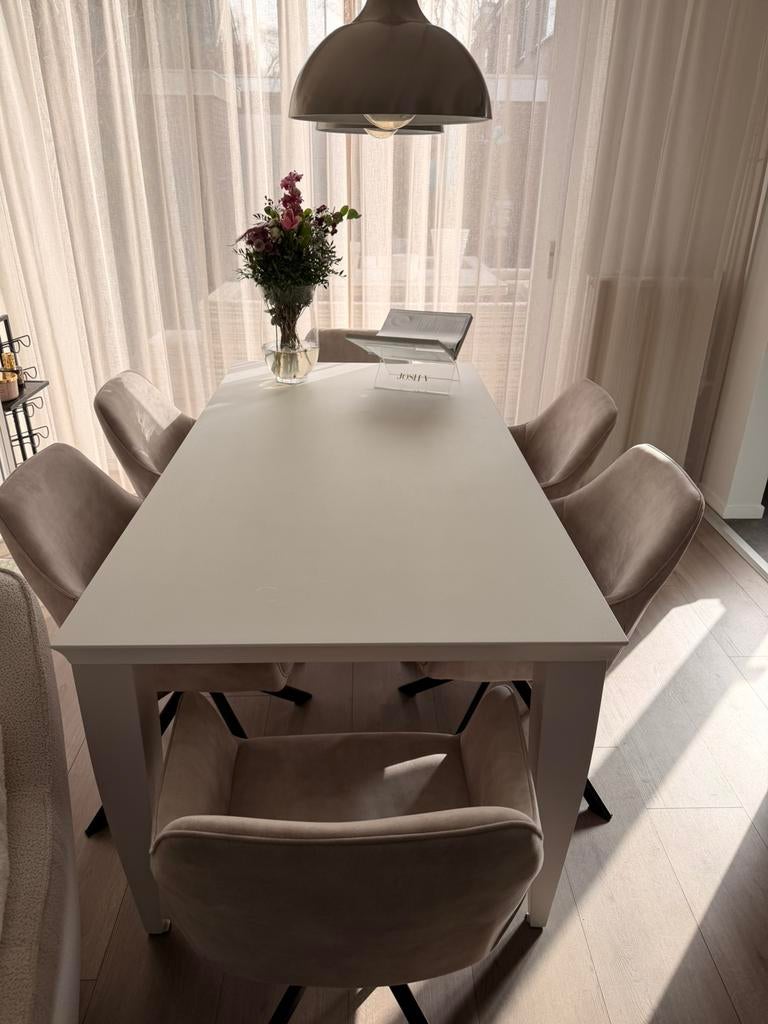 Witte eettafel 180x90cm, Huis en Inrichting, Tafels | Eettafels, Ophalen, Gebruikt, 50 tot 100 cm, 150 tot 200 cm