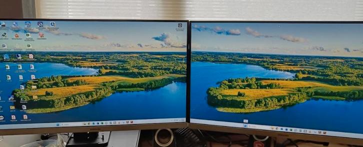 2x Samsung S24R350FZU 24" beeldscherm zgan 2023, Computers en Software, Monitoren, Zo goed als nieuw, 60 Hz of minder, HDMI, VGA