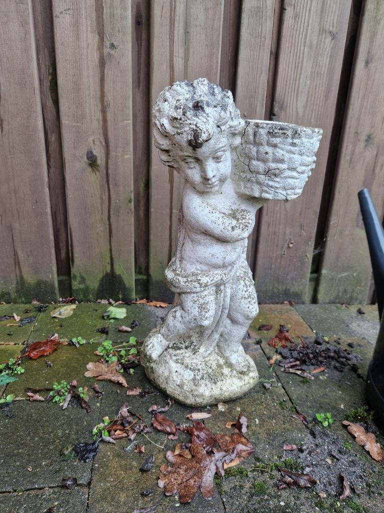 Vintage Engelenbeeld met Mand - Tuindecoratie, Ophalen, Overige typen