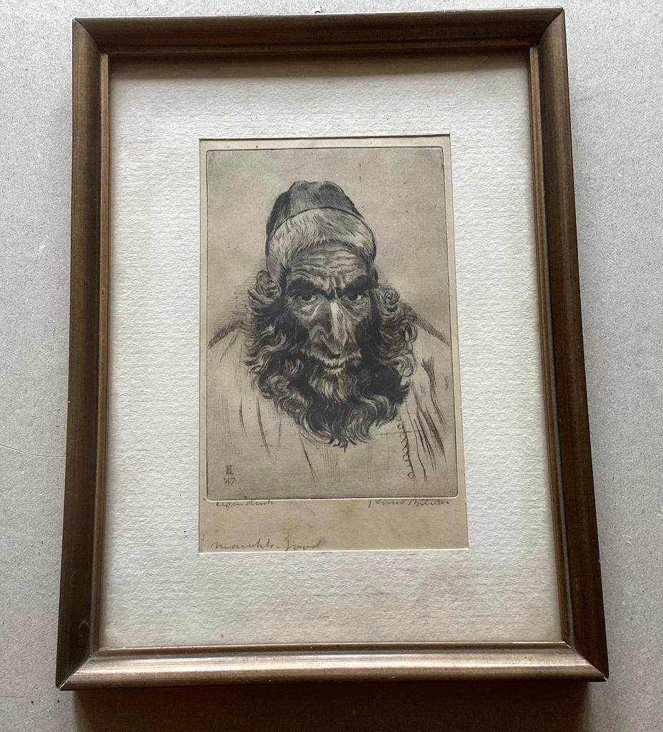 Oude ets/ gravure: Maruhk jood ‘47 BK. Gesigneerd., Ophalen of Verzenden