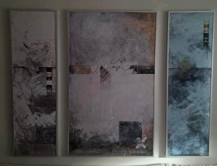 Abstract schilderij, langwerpig, Antiek en Kunst, Ophalen