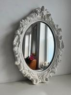 Brocante spiegel met engeltjes - Wit ovaal, Ophalen