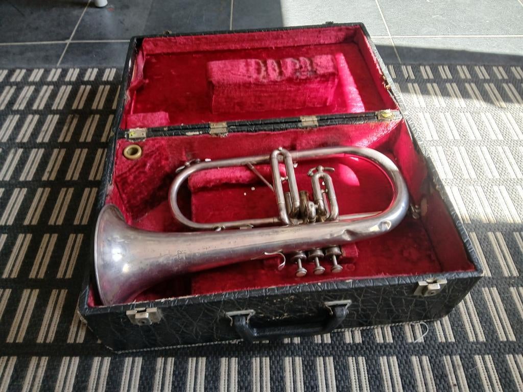 Vintage Courtois Paris Trompet met Koffer, Ophalen, Gebruikt, Overige typen, Met koffer
