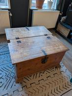 Grote houten kist, gebruikt als bijzettafel, Ophalen of Verzenden, Gebruikt, Overige houtsoorten