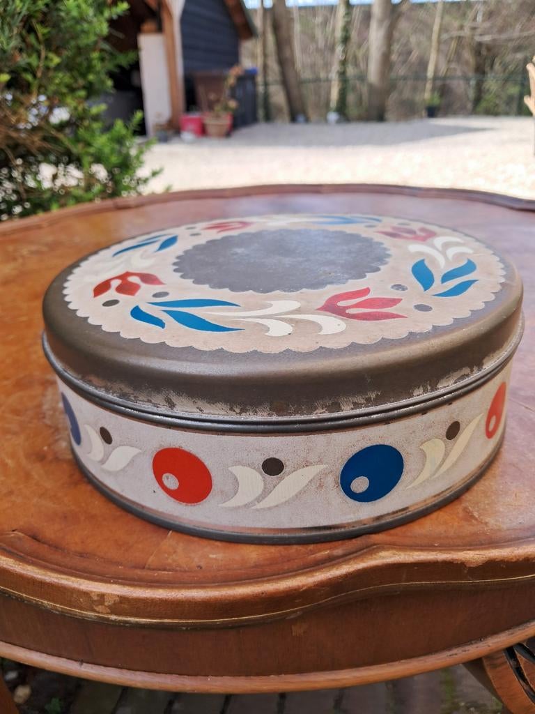 Koekjestrommel Royal Verkade bloemmotief omstreeks 1986, Ophalen of Verzenden