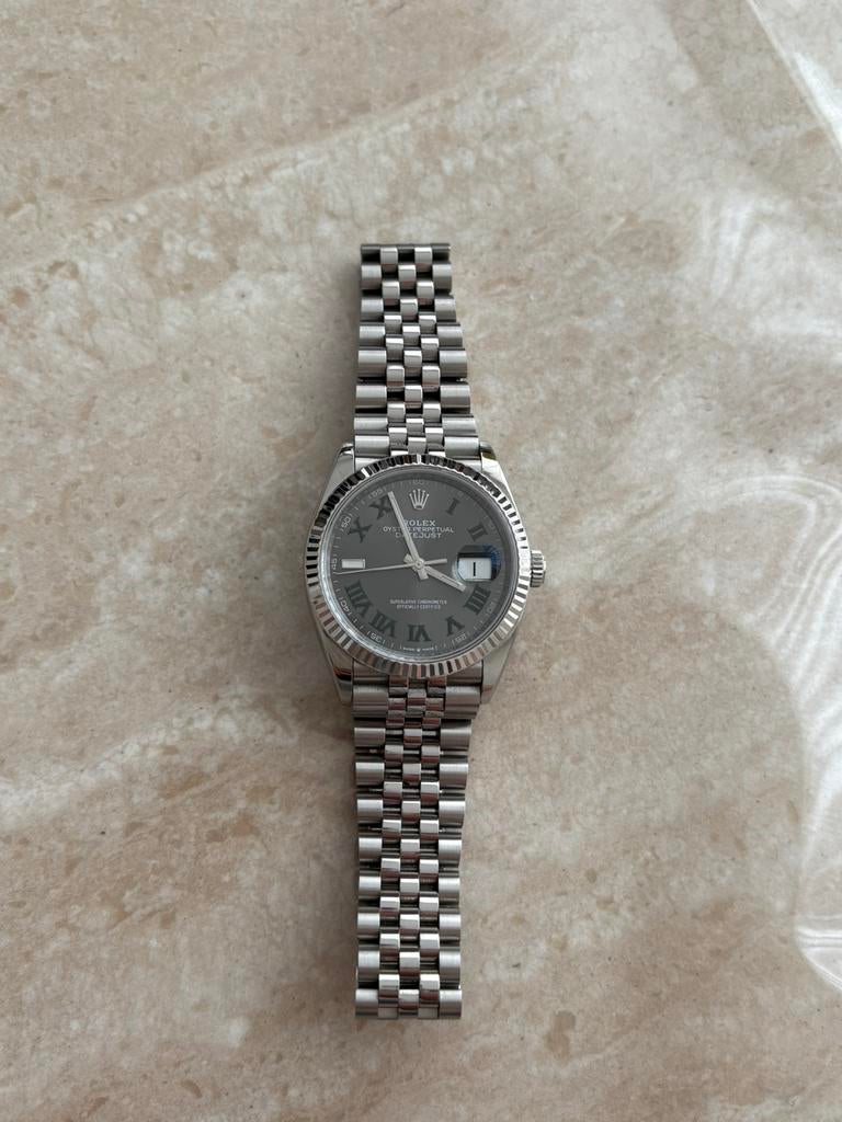 Rolex Datejust Wimbledon 36mm, Ophalen of Verzenden, Gebruikt, Staal, Rolex