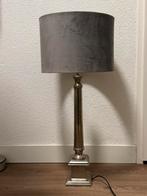 Chroom lampenvoet met grijs velours lampenkap, Ophalen, Zo goed als nieuw, Stof, 50 tot 75 cm