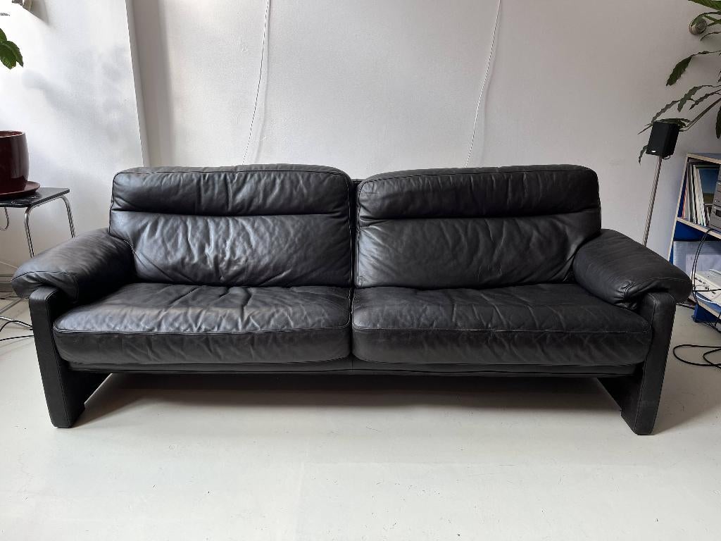 de sede DS 70 diep donkerbruine leren bank, Huis en Inrichting, Banken | Bankstellen, Ophalen, Gebruikt, Driepersoons, Rechte bank