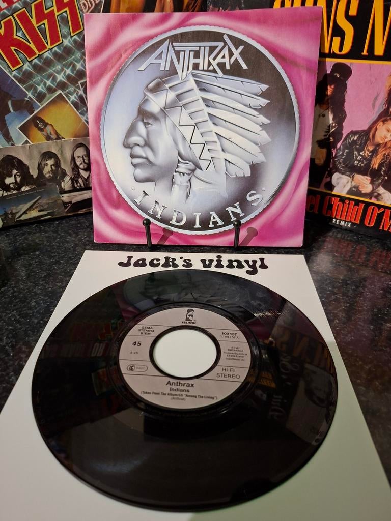 Anthrax - Indians 7 inch Single (Hard Rock/Metal) 1987, Cd's en Dvd's, Vinyl | Hardrock en Metal, Gebruikt, Ophalen of Verzenden