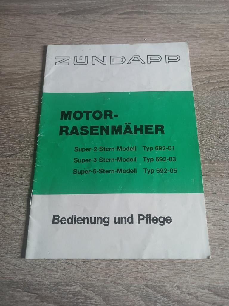 Zundapp Instructieboekje D Grasmaaier 692 2/3/5 Stern Model, Verzenden, Gebruikt