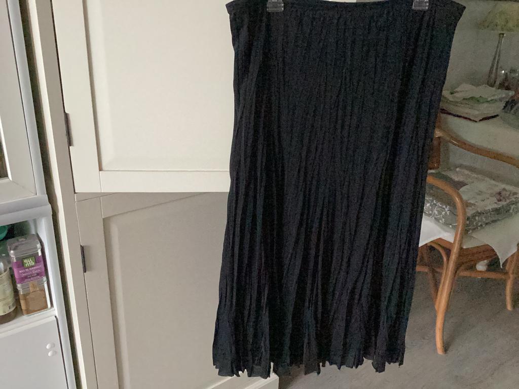 Lange zwarte geplisseerde rok van RAFAEL, Kleding | Dames, Rokken, Zwart, Maat 46/48 (XL) of groter, Ophalen of Verzenden, Zo goed als nieuw