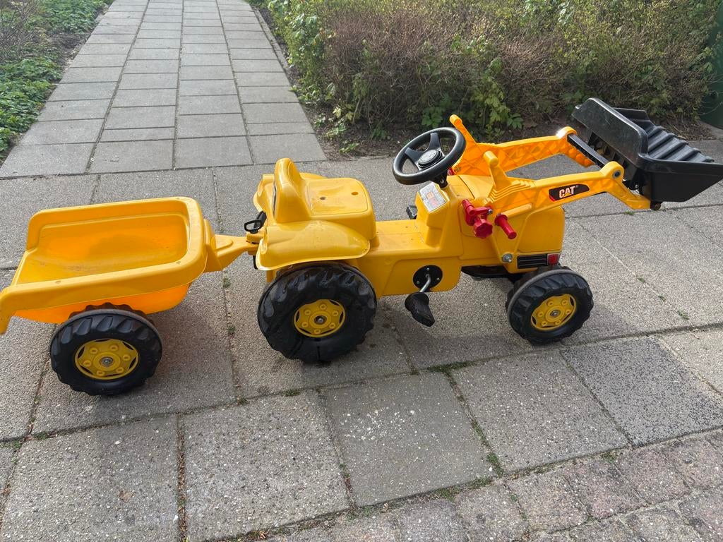 Rolly Toys RollyKid CAT traptrekker met voorlader en aanhang, Ophalen, Gebruikt, Trapvoertuig