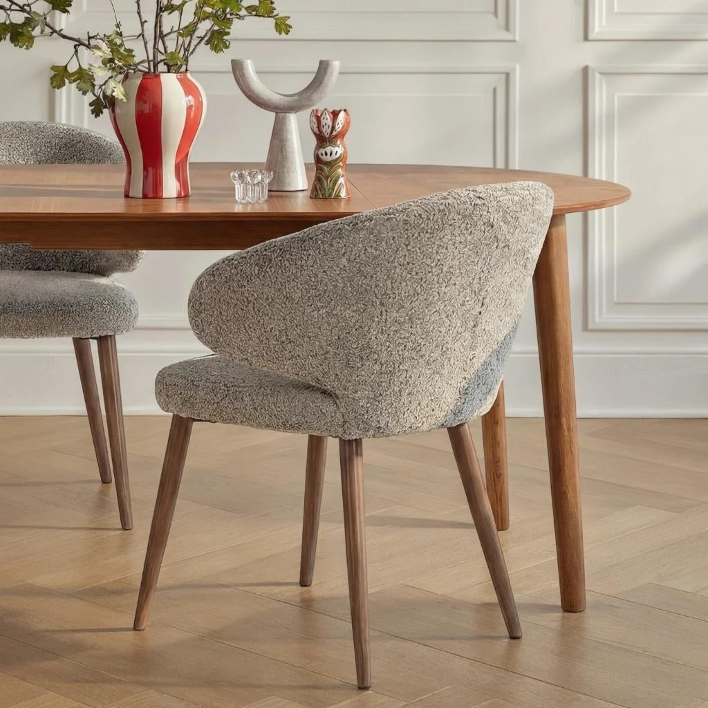 Ronde verstelbare eettafel Cleo by fonQ– walnoot, Huis en Inrichting, Tafels | Eettafels, Ophalen, Mid-century modern elegant design