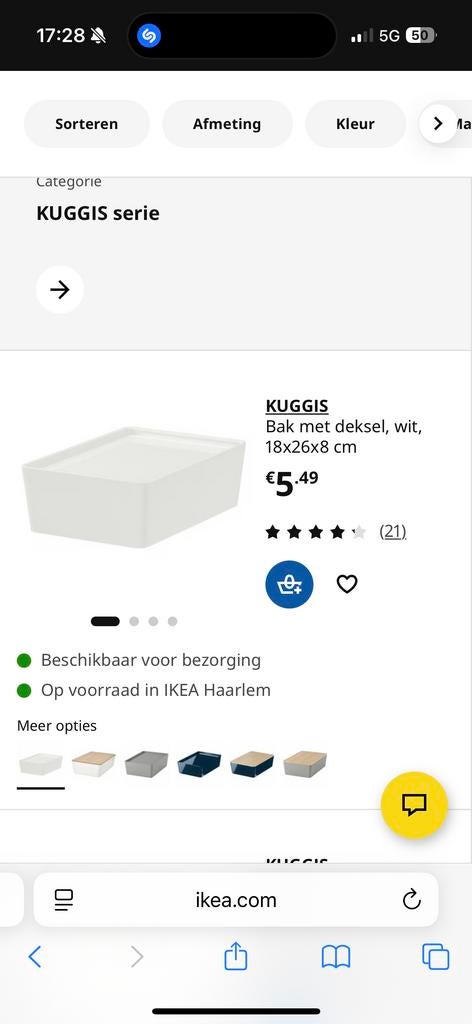 Kuggis bak met deksel, wit, 18x26x8 cm, Ophalen, Zo goed als nieuw, Kunststof, Minder dan 50 cm