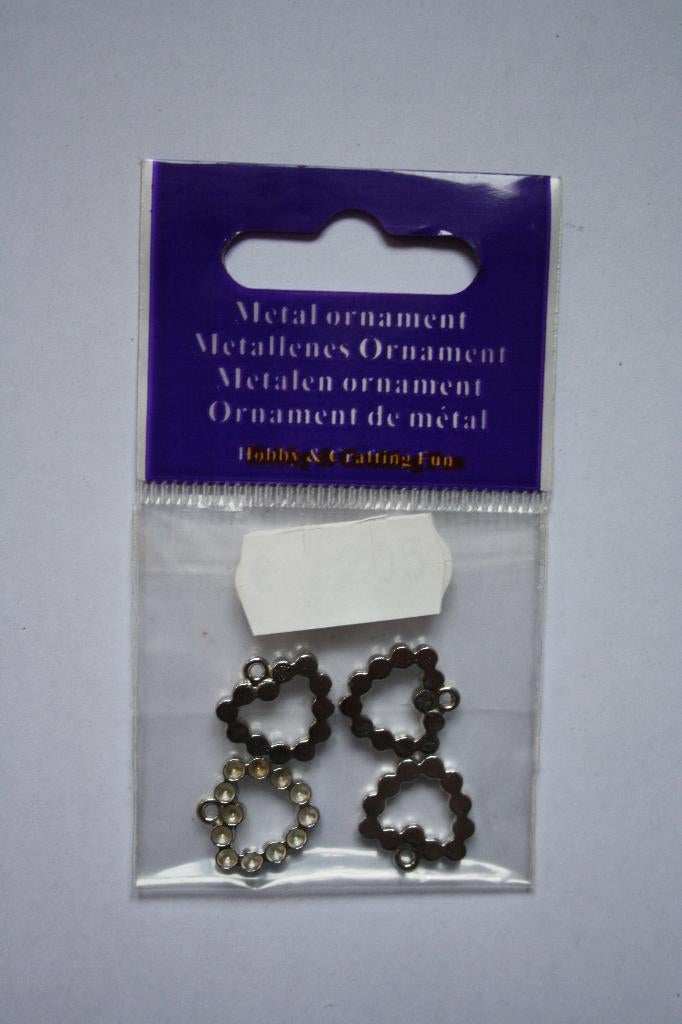 2 zakjes a 4 stuks metalen hangertjes/ornamentjes, Ophalen of Verzenden, Nieuw, Hanger