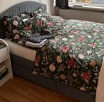 IKEA gestoffeerd bed 140x200 met lades, matras, lattenbodem, Huis en Inrichting, Ophalen, Gebruikt, Tweepersoons, 140 cm