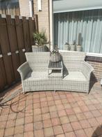 Tuinbank wicker met voetenbankjes, Ophalen, Gebruikt, Wicker, 2 zitplaatsen