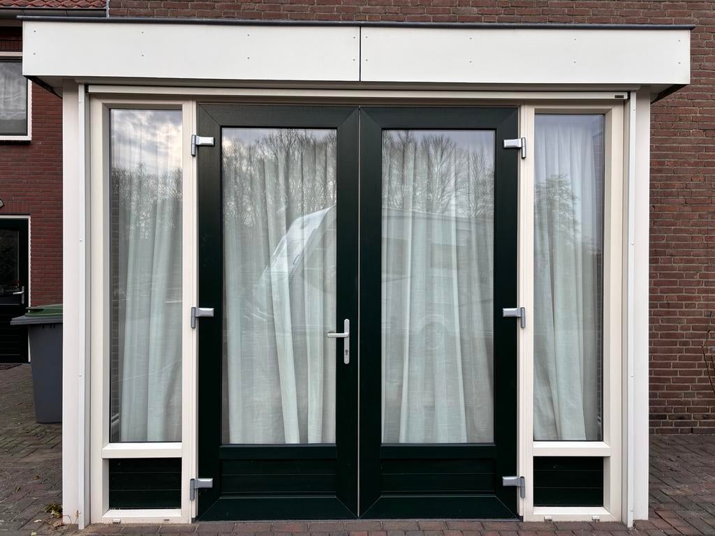 Kunsstof kozijnen met openslaande deuren., Doe-het-zelf en Verbouw, Kozijnen en Schuifpuien, Ophalen, Kunststof, Deurkozijn, 225 cm of meer