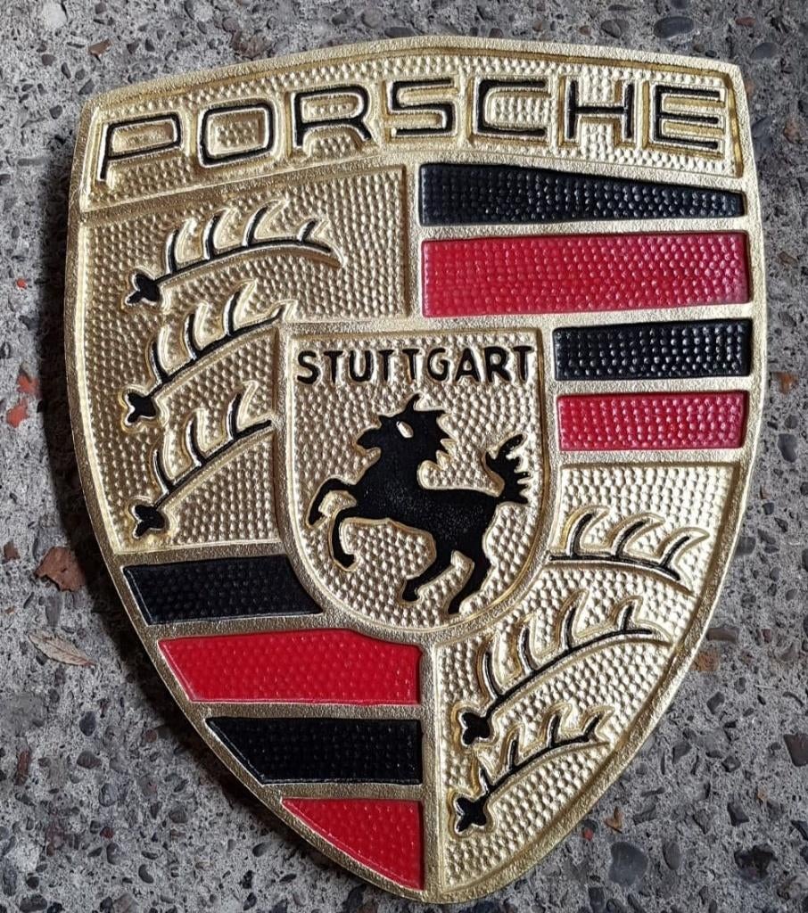Porsche stuttgart zwaar gietijzeren showroom reclame bord, Ophalen of Verzenden, Zo goed als nieuw, Reclamebord