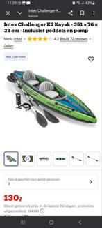 Intex Challenger K2 Kajak, Ophalen, Zo goed als nieuw, 2-persoons