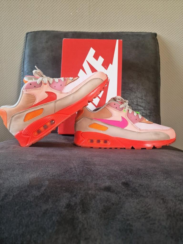 Nike air max 90 Premium "Platinum Crimson/Bright Purple", Overige kleuren, Nike, Ophalen of Verzenden, Sneakers of Gympen