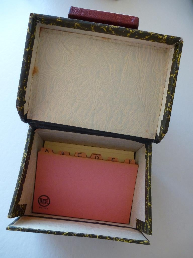 Antiek kaartenbakje met alfabet en kaarten, Antiek en Kunst, Verzenden