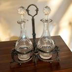 Art Nouveau Olie & Azijn Set - Kristal met verzilverde frame, Ophalen of Verzenden