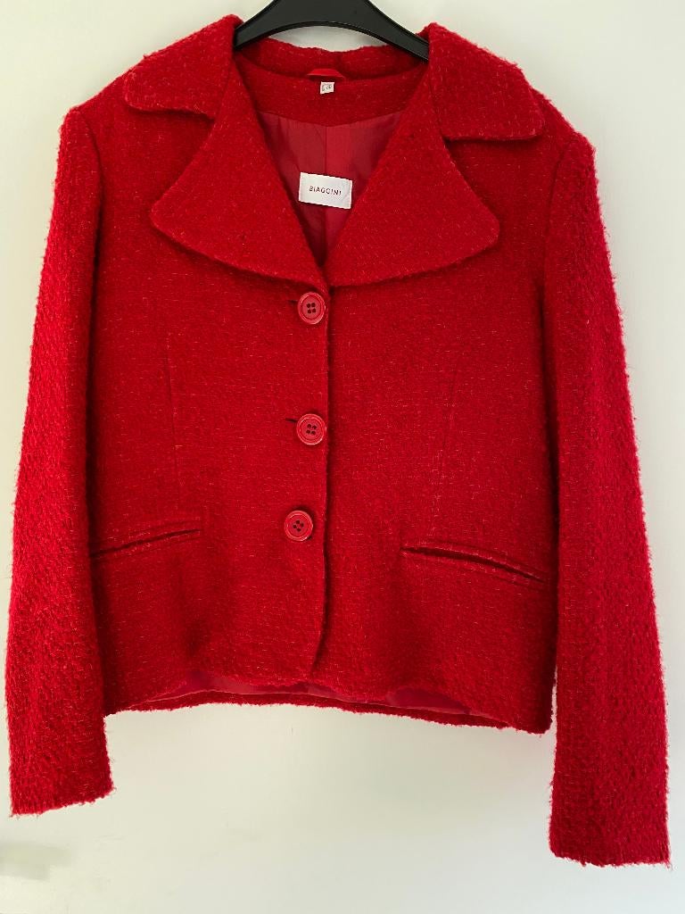 Nieuw bouclé rood colbert jasje - maat 38 - 20% wol 8% lurex, Nieuw, Ophalen of Verzenden, Jasje, Rood