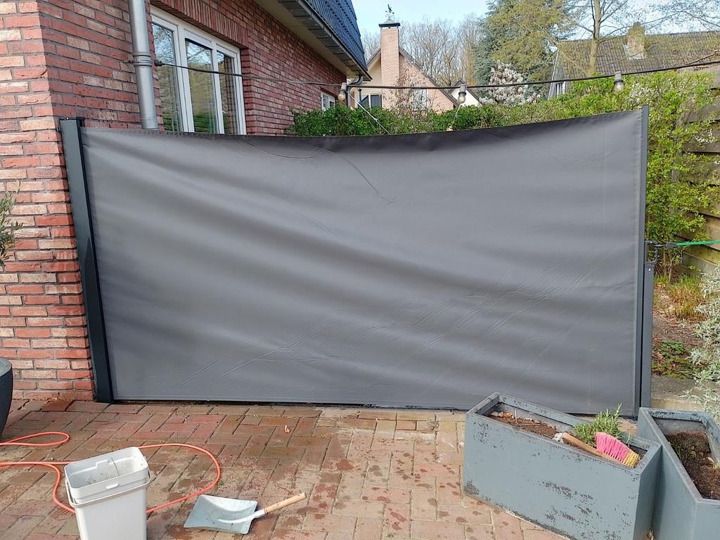 Uittrekbaar windscherm, 150 tot 300 cm, Ophalen, Zo goed als nieuw, 250 cm tot 450 cm