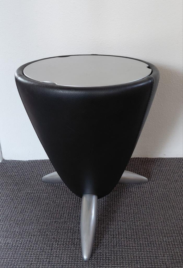 Zwart leren Leolux Tam Tam bijzettafel of kruk (nieuw €350), Huis en Inrichting, Ophalen, Gebruikt, Overige materialen