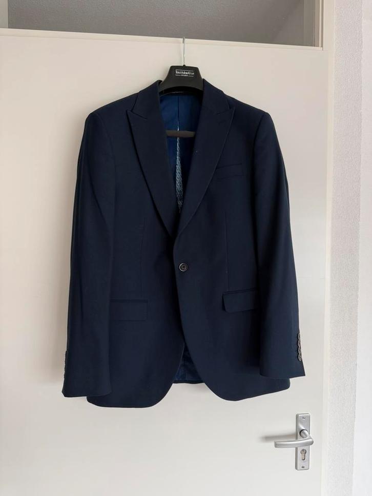 Driedelig herenpak volledig - Donkerblauw - Maat L, Kleding | Heren, Kostuums en Colberts, Zo goed als nieuw, Blauw, Ophalen